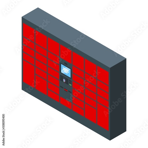 Street self-service parcel delivery locker icon isometric vector. Package service. Post door