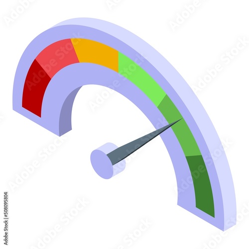Gauge satisfaction level icon isometric vector. Happy score. Smile scale
