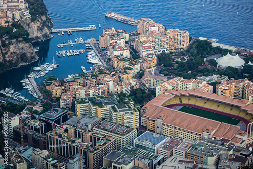 View of the harbor and stadium in Monaco, Monte Carlo, Cote d'Azur