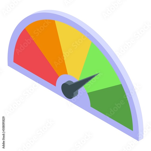 Scale satisfaction level icon isometric vector. Good score. Happy gauge