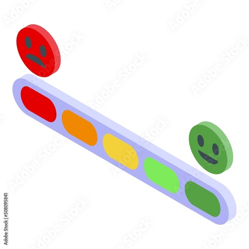 Happy score icon isometric vector. Customer level. Emoticon meter