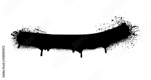 Black graffity spray. Curving strip of ink with smudges. Street art and creativity. Organic patterns and geometric shapes, messages on walls, vandalism concept. Cartoon flat vector illustration
