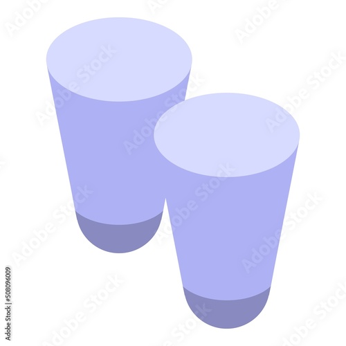 White earplugs icon isometric vector. Sleep device. Factory protector