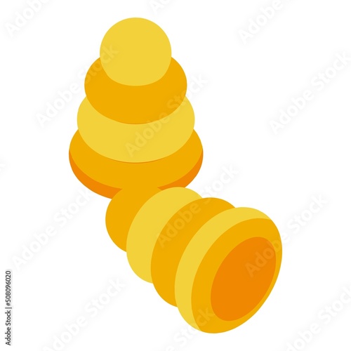 Orange earplugs icon isometric vector. Ear plug. Factory protector