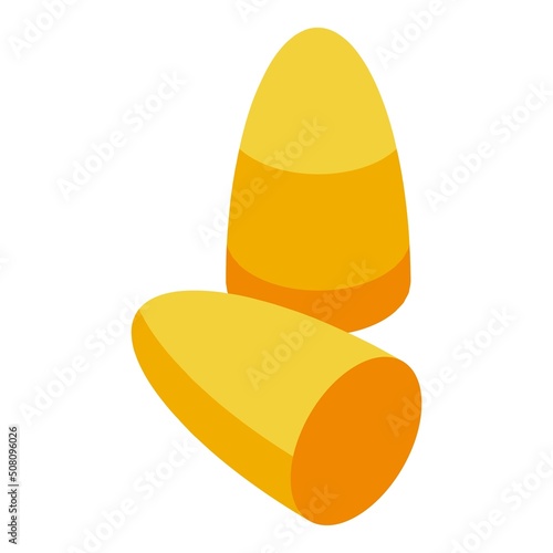 Engineer earplugs icon isometric vector. Noise factory. Auditory level