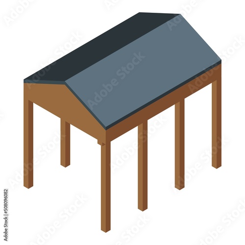 Farm awning icon isometric vector. Hay bale. Dry field