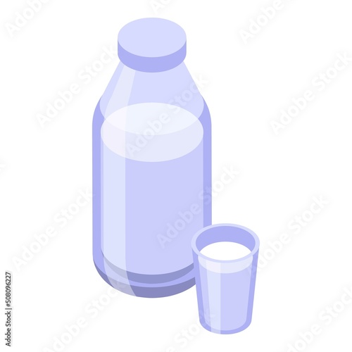 Milk bottle icon isometric vector. Hay bale. Farm grass