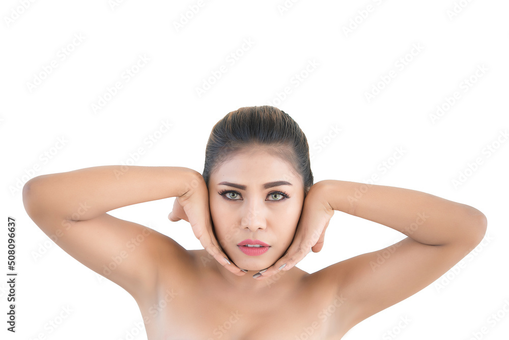 Beautiful Young Woman tan with Clean Fresh Skin. Facial treatment . Cosmetology,beauty and spa,skin care concept Beautiful Young Woman tan with Clean Fresh Skin. Facial treatment . Cosmetology,beauty and spa,skin care concept