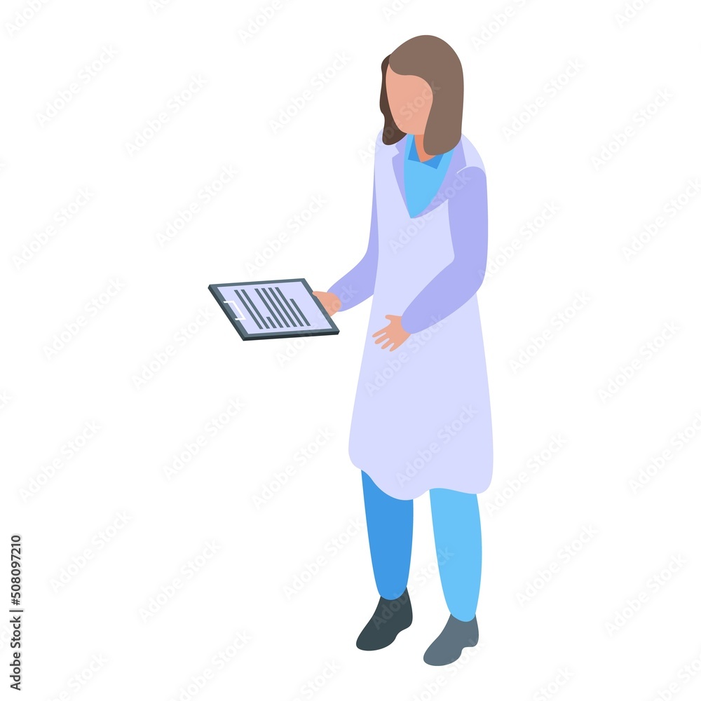Woman doctor icon isometric vector. Mentor child. Call clinic Woman doctor icon isometric vector. Mentor child. Call clinic