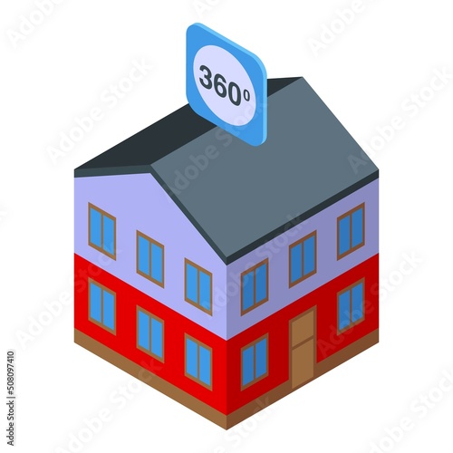 House virtual tour icon isometric vector. 360 video. Panorama art