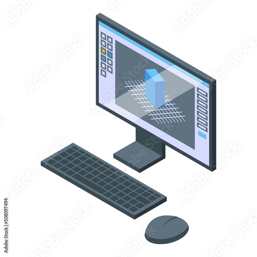 Computer virtual tour icon isometric vector. Digital video. Walk art