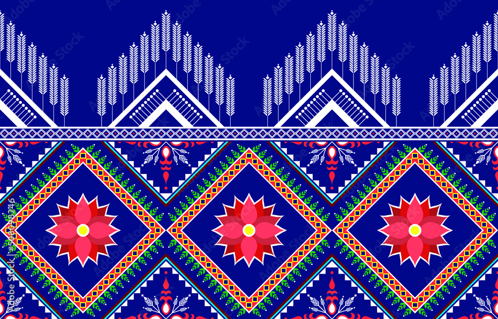 a colorful Gemetric ethnic oriental pattern traditional Design for background,carpet,wallpaper,clothing,wrapping,batic,fabric,vector illustraion.embroidery style.