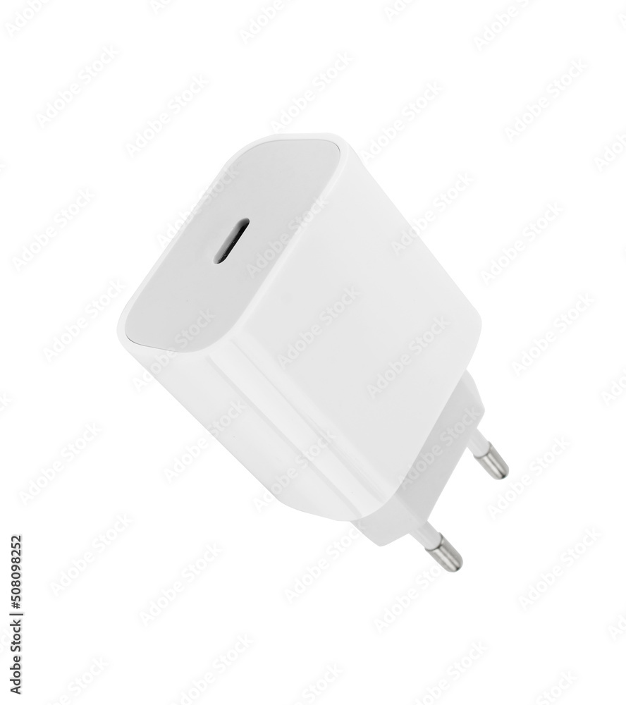 power adapter for phone tablet, on white background power adapter for phone tablet, on white background