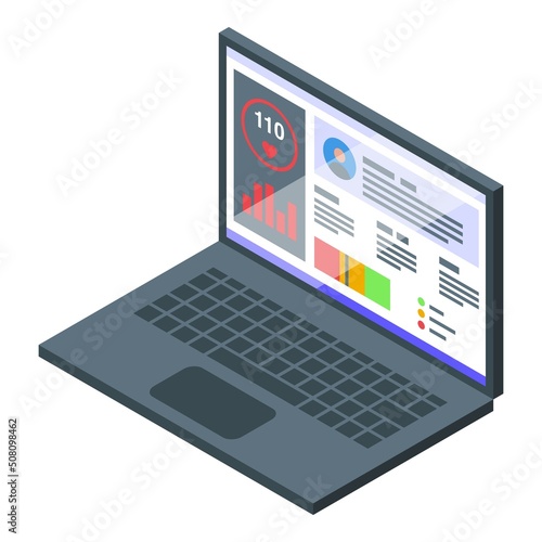 Sport doctor laptop icon isometric vector. Health patient. Medicine clinic