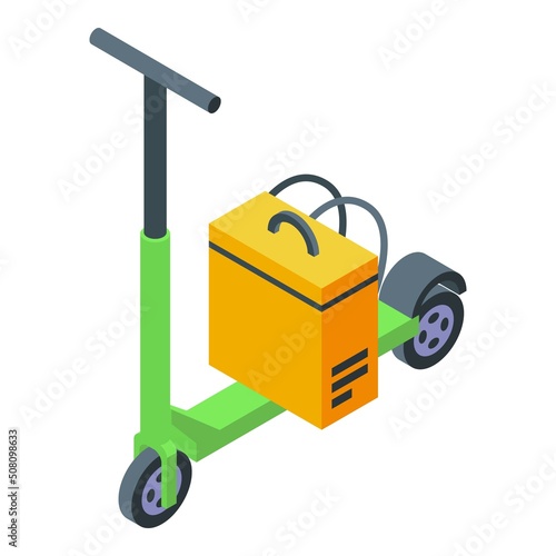 Scooter food delivery icon isometric vector. Online app. Fast pizza