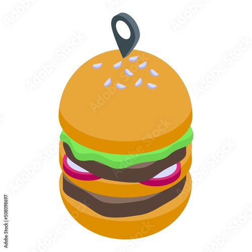 Burger food delivery icon isometric vector. Online order. Fast deliver
