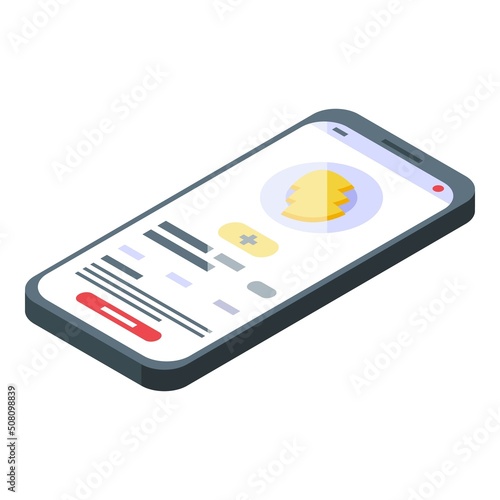 Fast phone buy food icon isometric vector. Order app. Online deliver