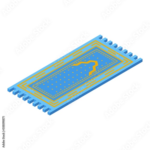 Muslim carpet icon isometric vector. Online class. Arabic education