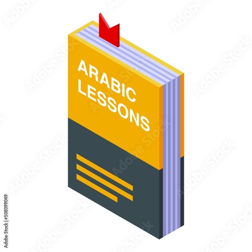 Arabic lesson book icon isometric vector. Arab student. Online class
