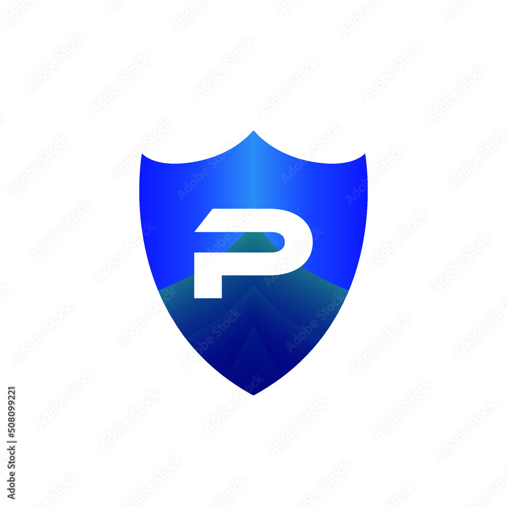 Letter P and Shield Security Logo Design. Vector Illustrator Letter P and Shield Security Logo Design. Vector Illustrator