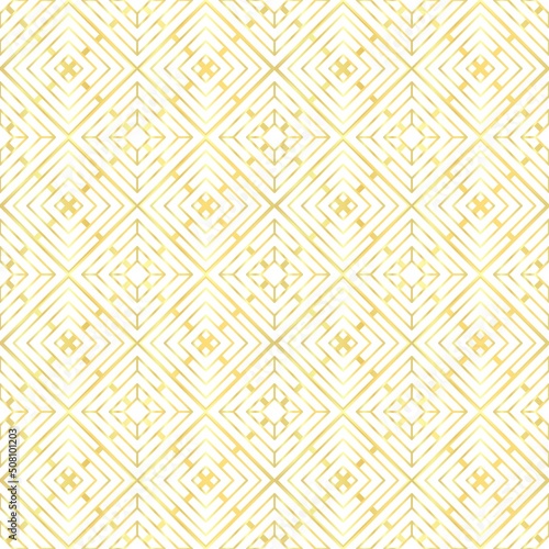 White and gold abstract line geometric diagonal square seamless pattern background. Vector illustration.