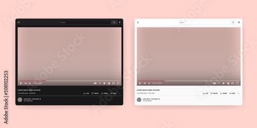 Online video browser windows - Template for displaying video in unbranded channel frame. Vector illustration