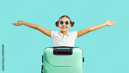 Fotografie, Obraz Happy child excited about going on summer holiday