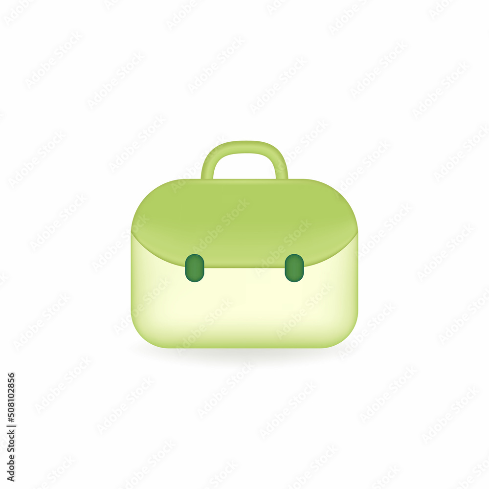 green business briefcase icon on white isolated background. concept of education, business. cartoon 3d vector illustration of a school office bag green business briefcase icon on white isolated background. concept of education, business. cartoon 3d vector illustration of a school office bag