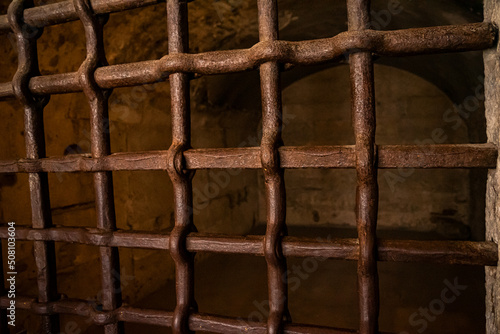 Empty dungeon in the castle. dark, terrible, medieval gaol. 