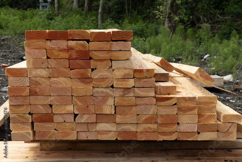 Stack of 2 x 4 wood for new construction