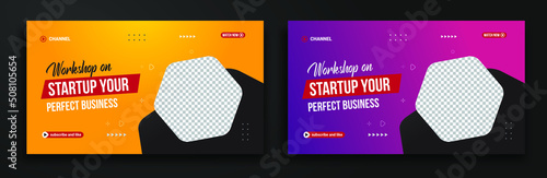 Modern Creative YouTube video thumbnail for workshop promotion Corporate thumbnail and web banner template