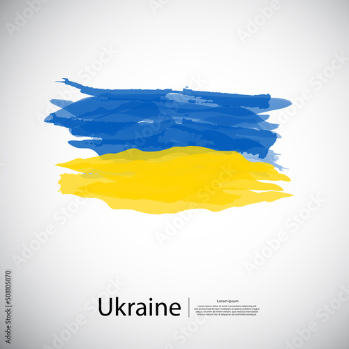 Flag of Ukraine with grunge brush stroke background