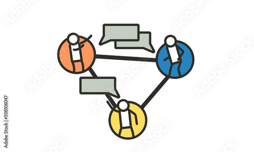 Connected people social network together. Man and woman communicate with gadgets online. Fast and easy communication concept vector illustration