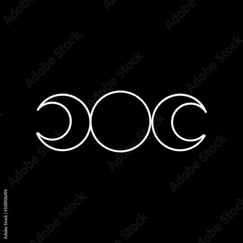 Triple moon symbol vector image on black background isolated