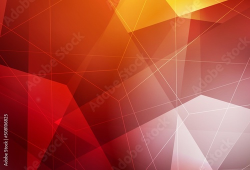 Dark Red, Yellow vector layout with lines, triangles.