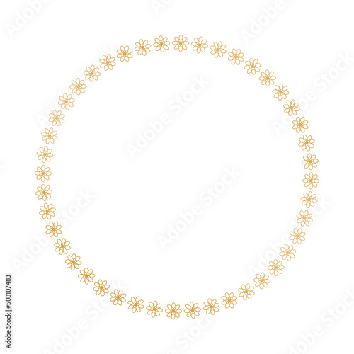 round vector frame - gold colored circle banner on white background 