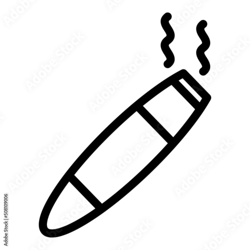 Rolled cigar icon outline vector. Cigarette smoke. Vape pipe