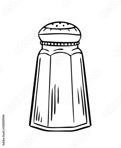 Salt and pepper shaker hand-drawn. Kitchen utensils doodle. Vector illustration