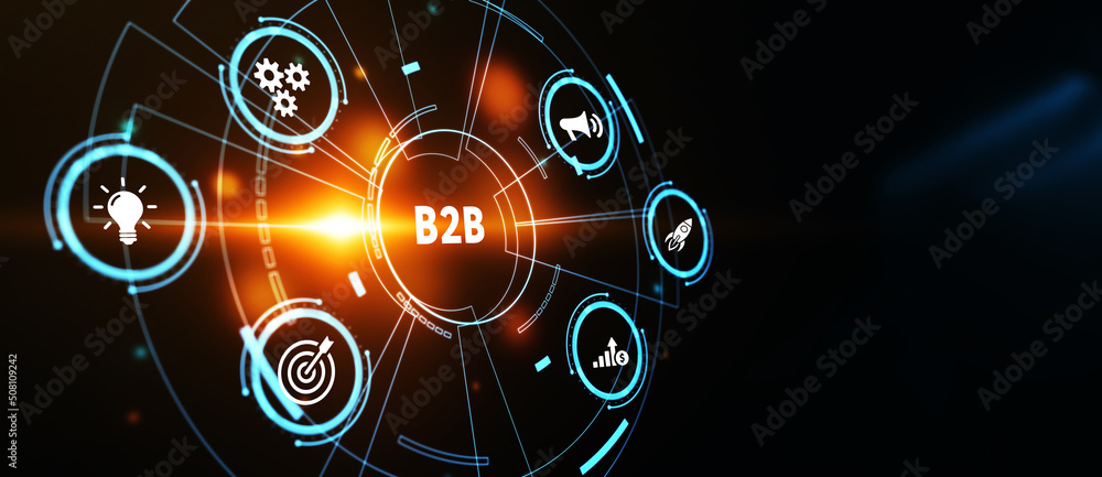 Business, Technology, Internet and network concept. B2B Business company commerce technology marketing concept. 3d illustration Business, Technology, Internet and network concept. B2B Business company commerce technology marketing concept. 3d illustration