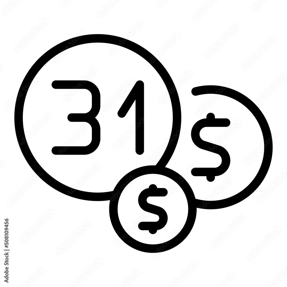 Fototapeta premium Coins money icon outline vector. Work income. Debt coin
