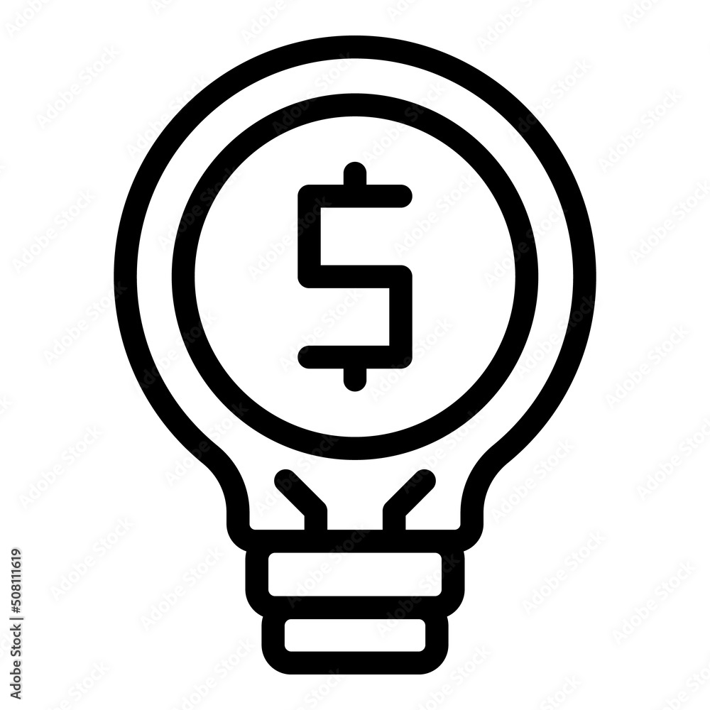 Bulb idea money icon outline vector. Wallet earn. Bank donation Bulb idea money icon outline vector. Wallet earn. Bank donation