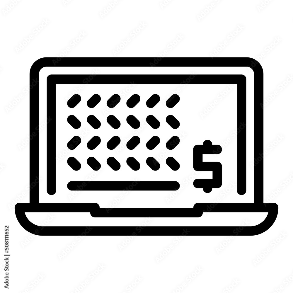 Online laptop icon outline vector. Business money. Wallet earn Online laptop icon outline vector. Business money. Wallet earn