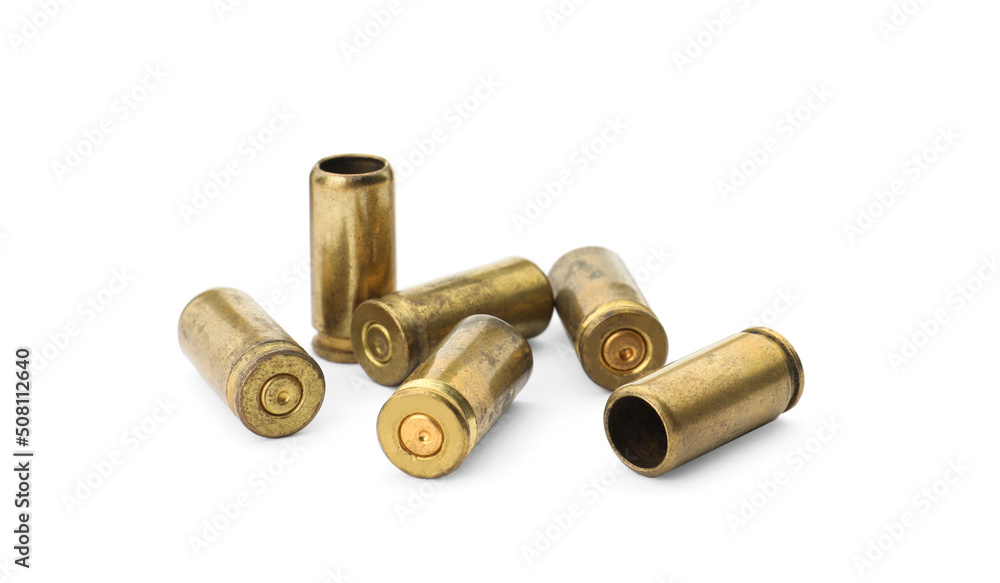 Many shells of bullets on white background Many shells of bullets on white background