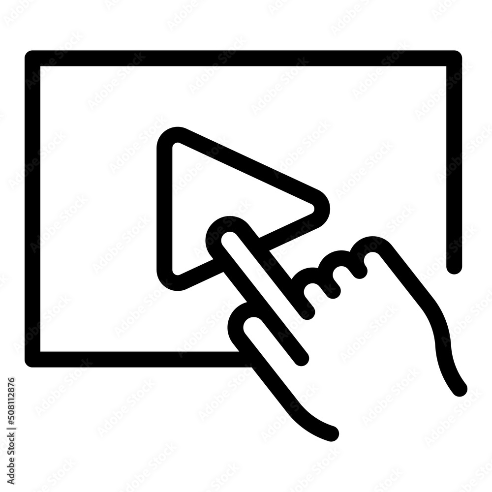 Online video play icon outline vector. Phone app. Digital touch Online video play icon outline vector. Phone app. Digital touch