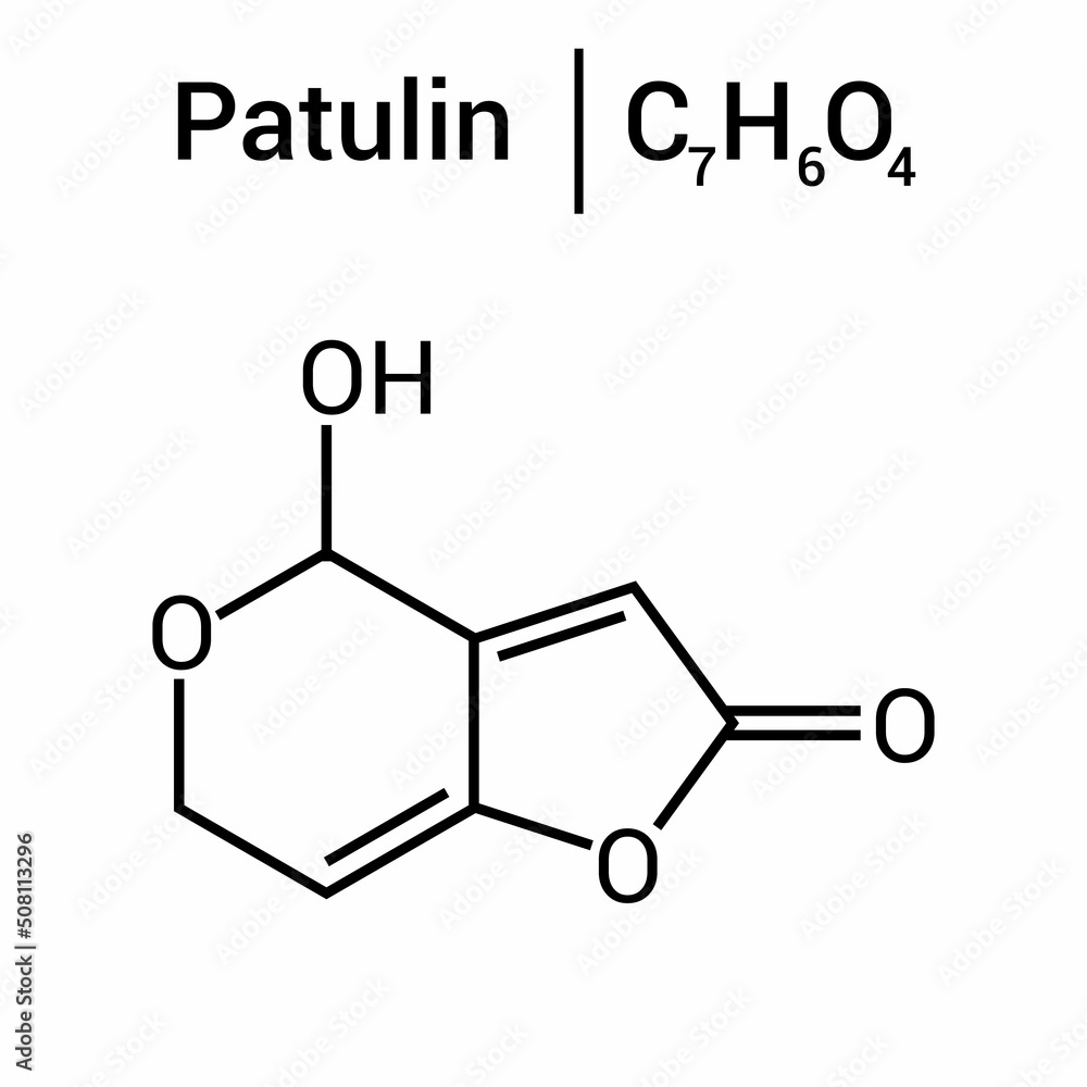 chemical structure of patulin (C7H6O4) chemical structure of patulin (C7H6O4)