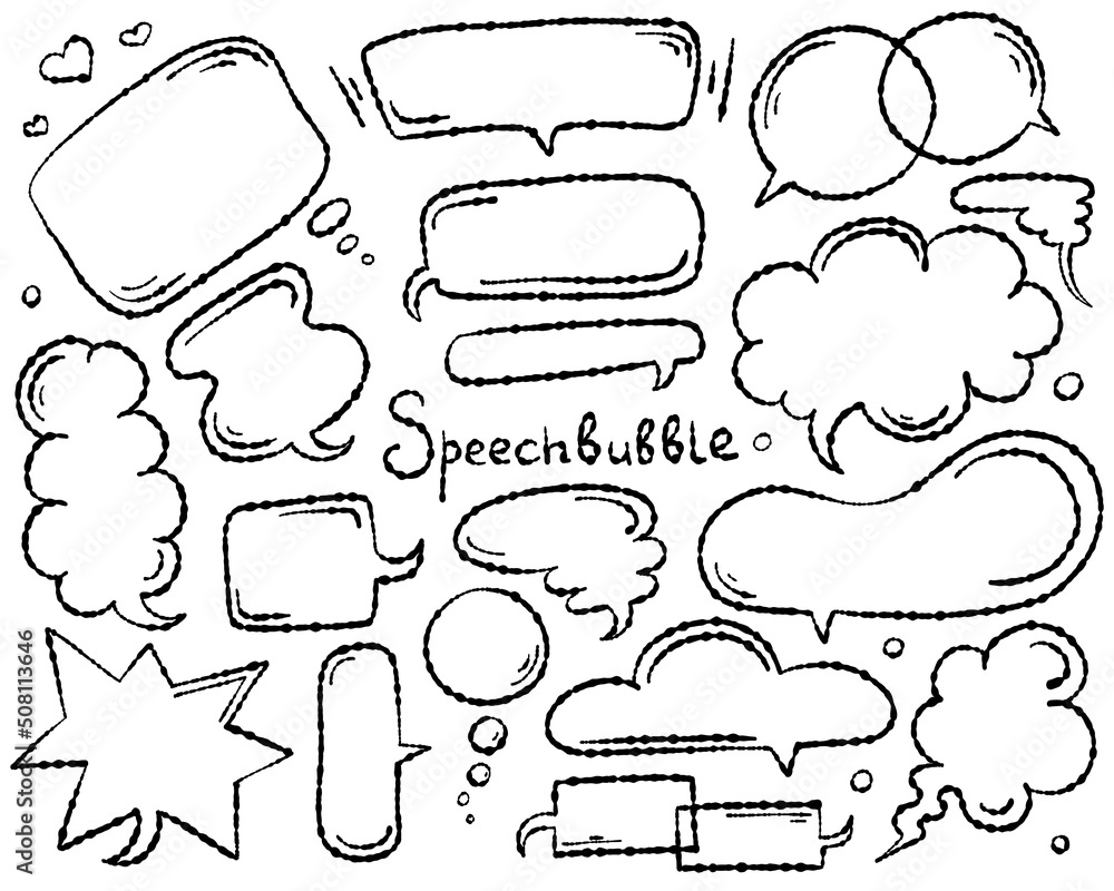 Obraz premium set of empty speech bubbles for comic book. Collection of vector hand drawn speech balloon templates