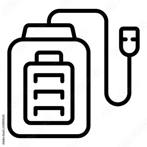 Full electric powerbank icon outline vector. Power charger. Cable energy