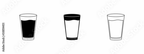 Glass of water. Flat vector icon. Drink sign. 