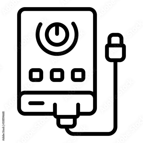 Button power bank icon outline vector. Battery charger. Electric accumulator