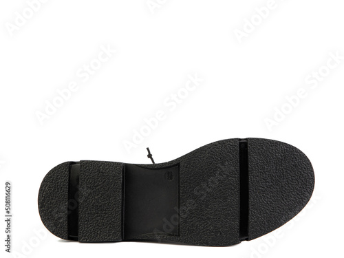 Obraz na płótnie Sole for shoes, bottom view. Shoe sole close-up isolated on white background. place for text. Element of boots. Concept of production of shoe. w salonie